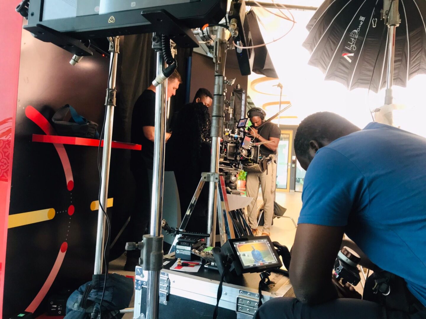 Behind-the-scenes film production setup