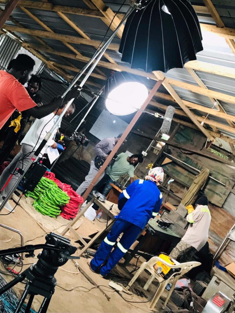 Behind-the-scenes film production setup