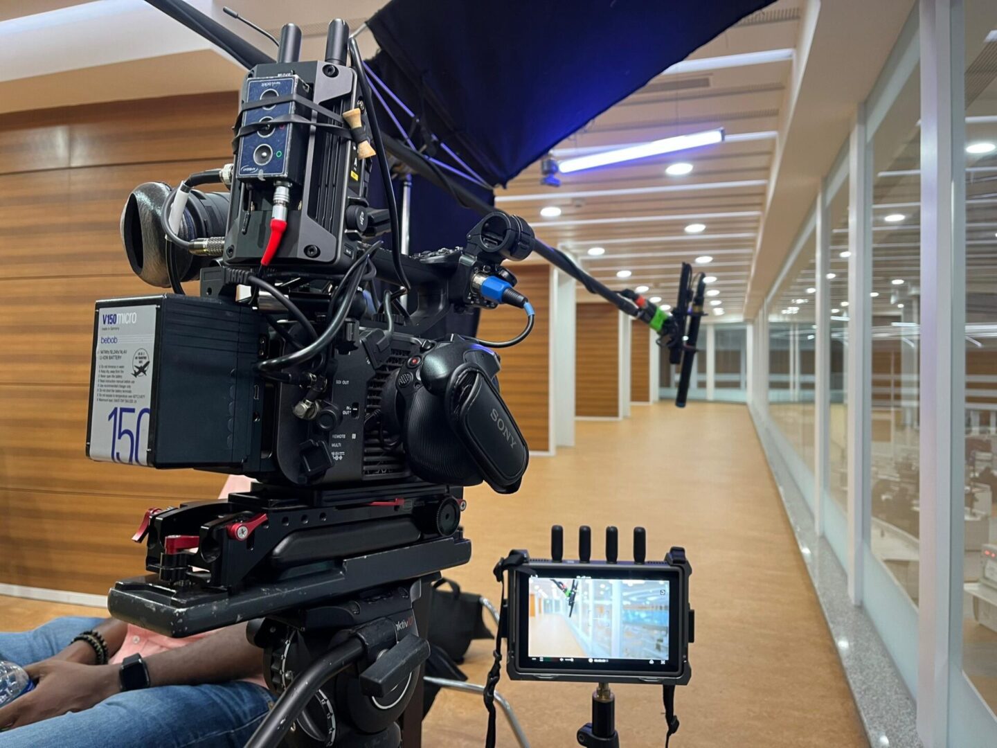 Behind-the-scenes filming setup
