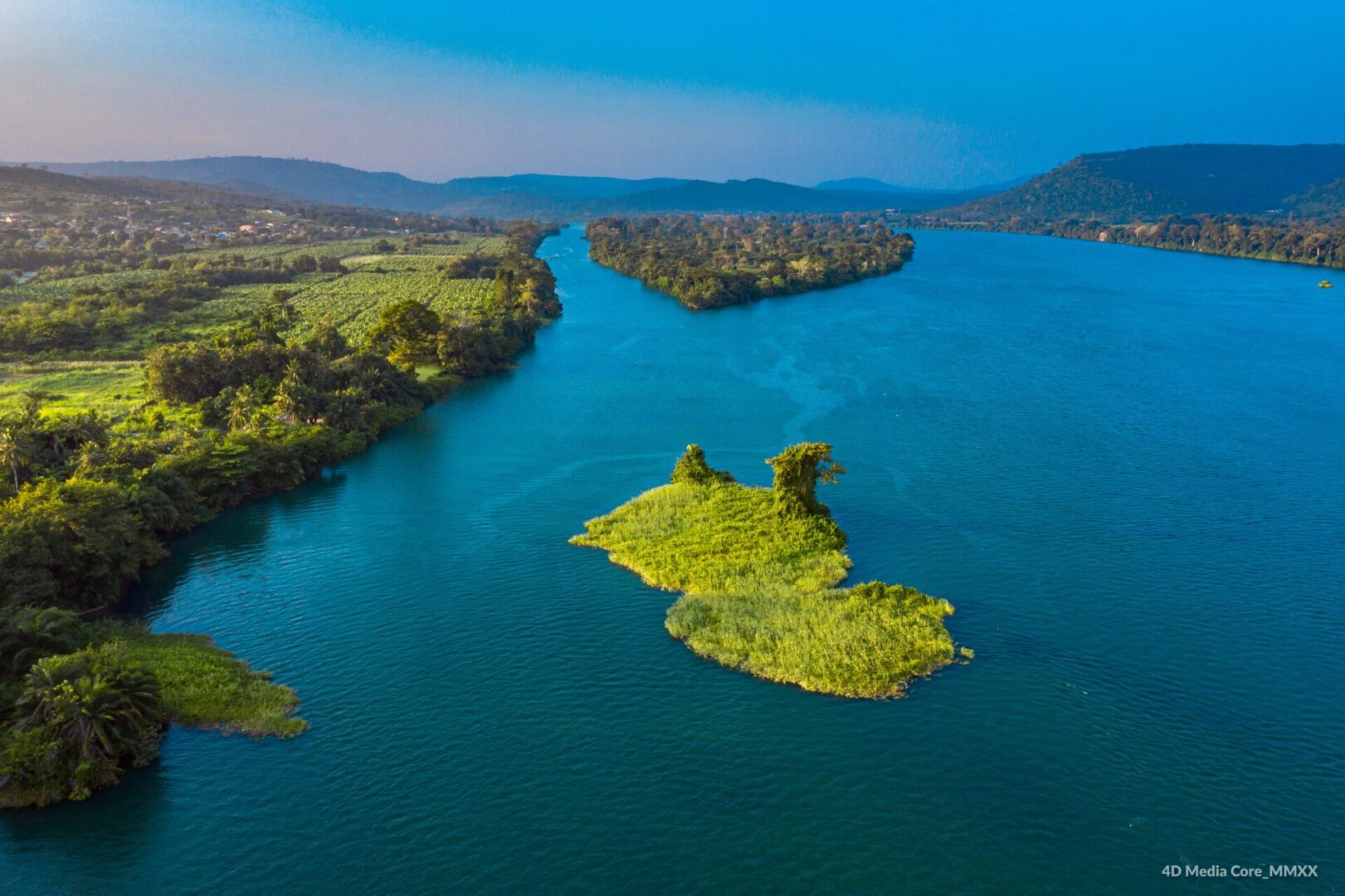 Scenic river with small islands
