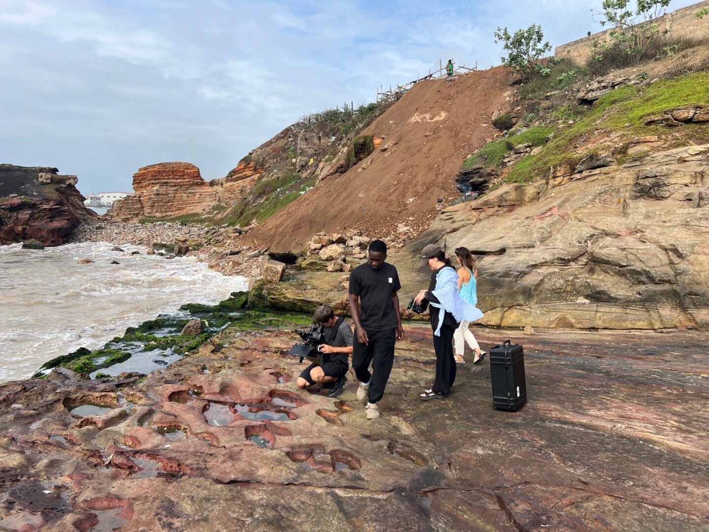 Friends enjoying a seaside adventure