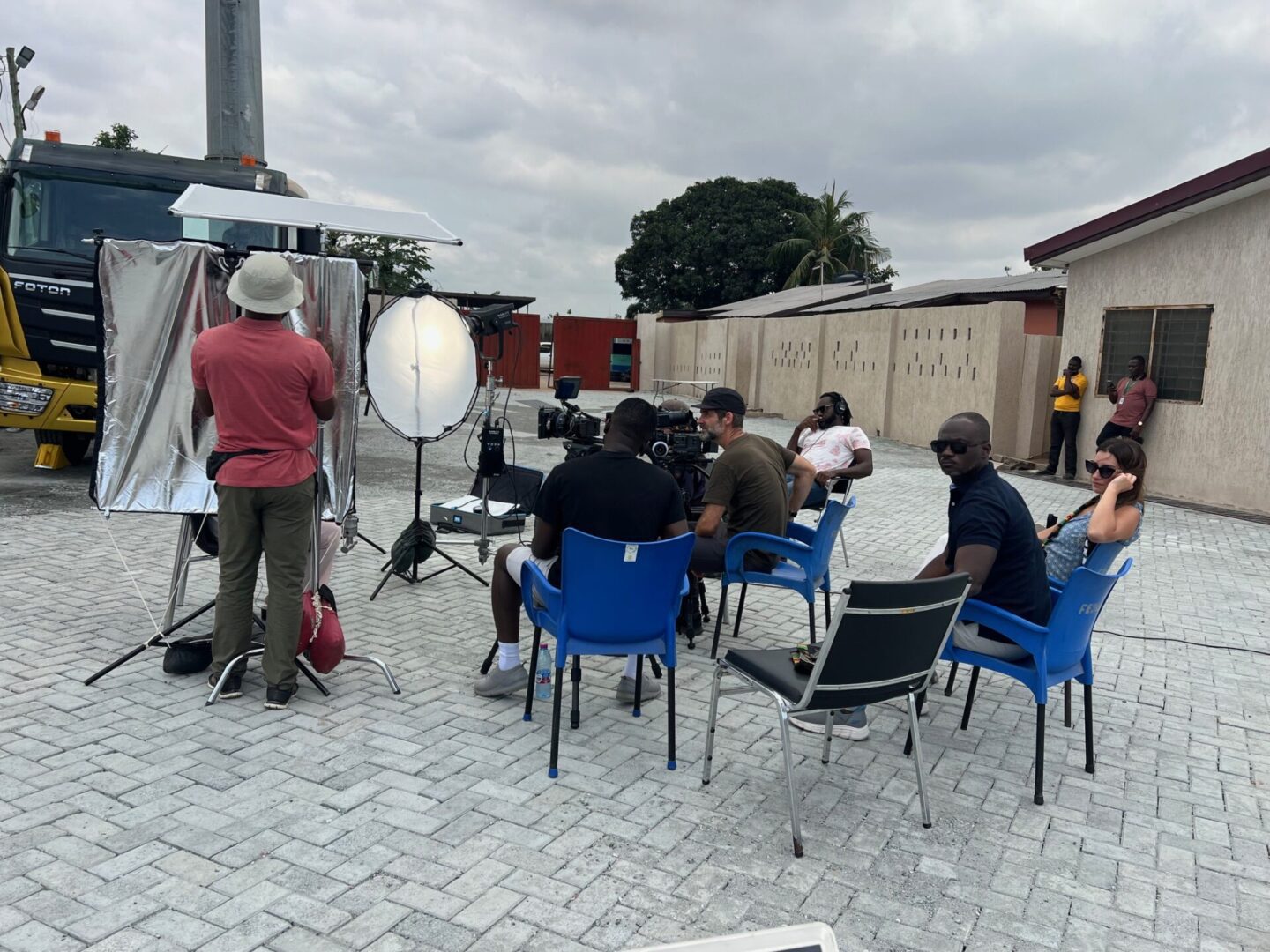 Crew preparing for filming scene