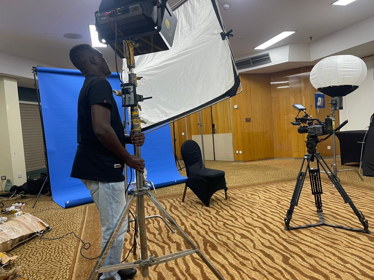 Camera setup in a studio