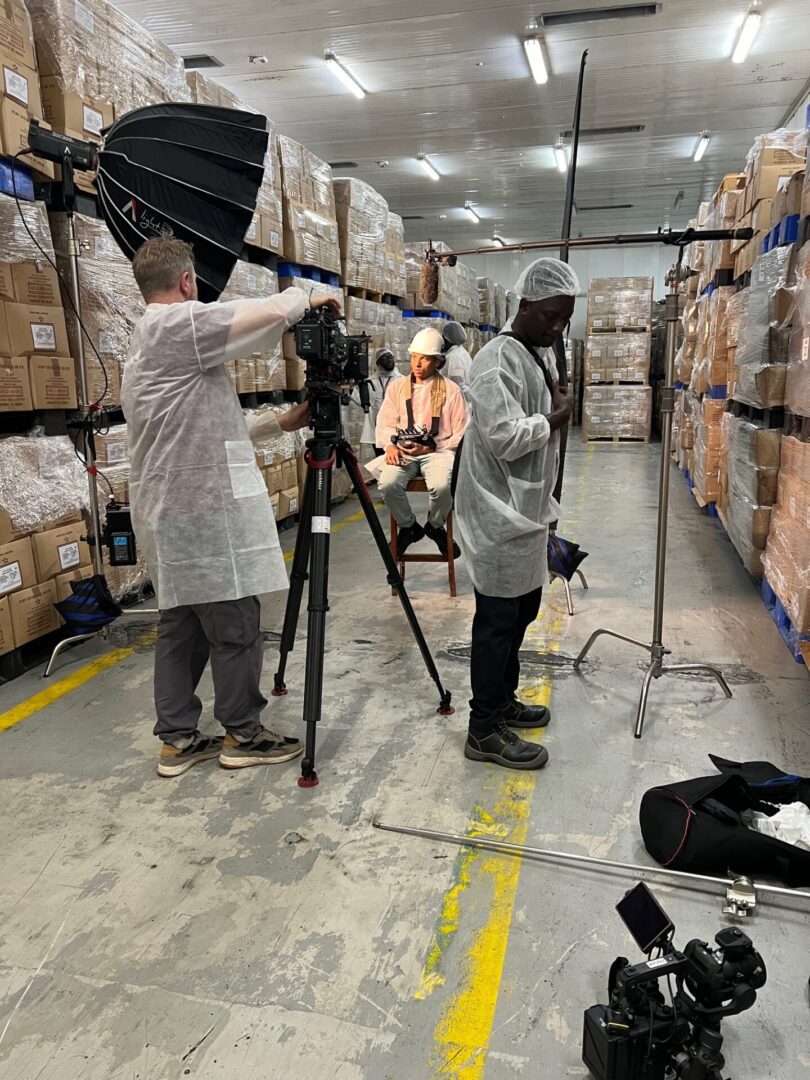 Production team in action in warehouse