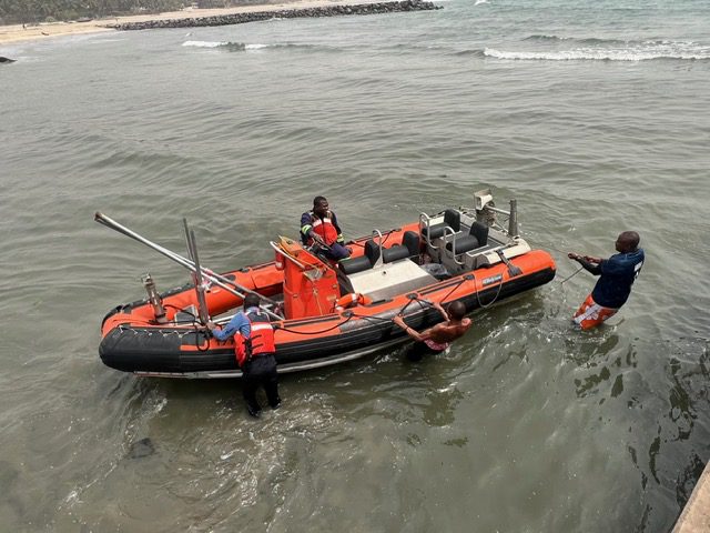 Rescue boat in the water