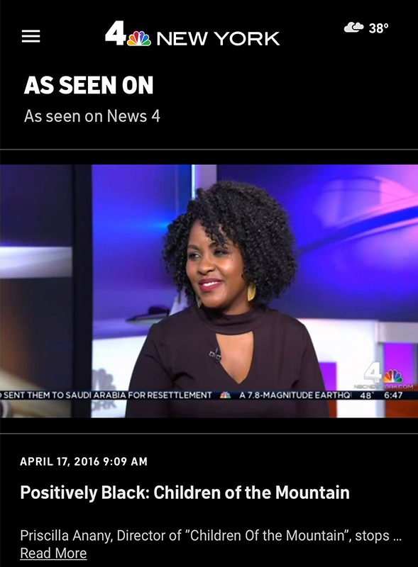 Woman discussing film project on TV show