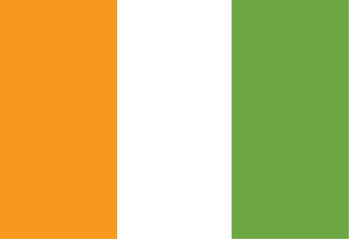 Ivory Coast flag with vertical stripes