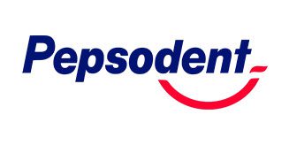 Blue Pepsodent text and red curve